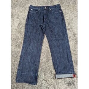Sean John Jeans Mens 38 Blue Denim Red Selvedge Relaxed Fit Straight Leg Pants